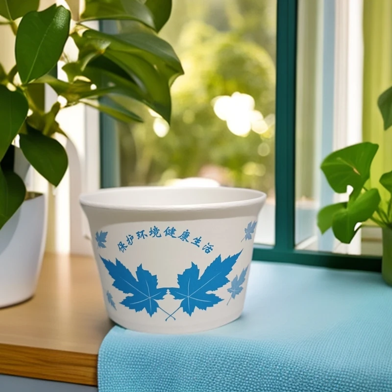 商用纸碗大号餐具整箱酒宴食堂露营烧烤餐饮蓝叶环保精品大容量