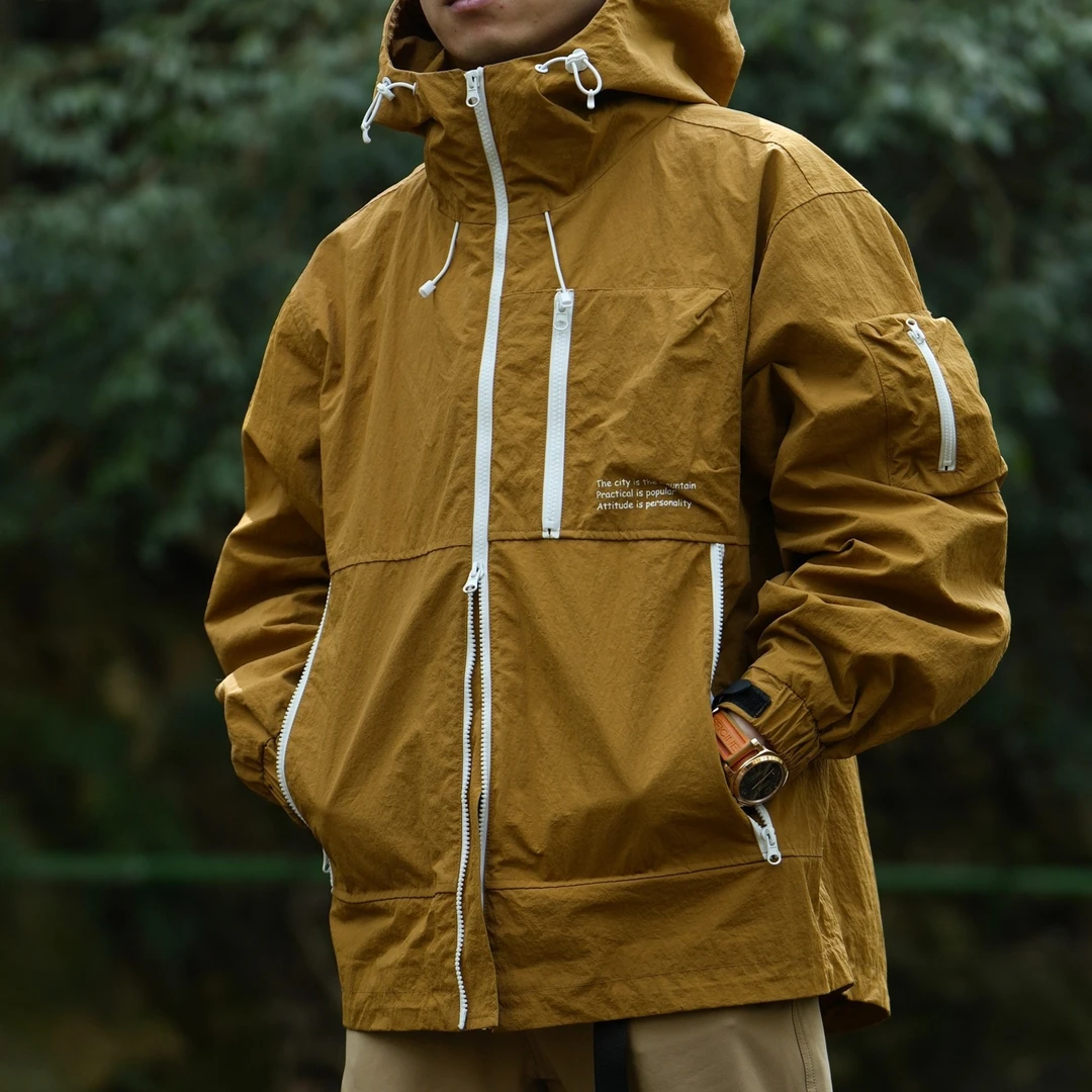 防水防风休闲户外宽松机能连帽防风衣夹克外套 FUSIONSPACE