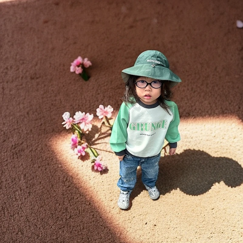 32054童装卫衣插肩袖上衣春秋新款舒适好看男女童装小童卫衣