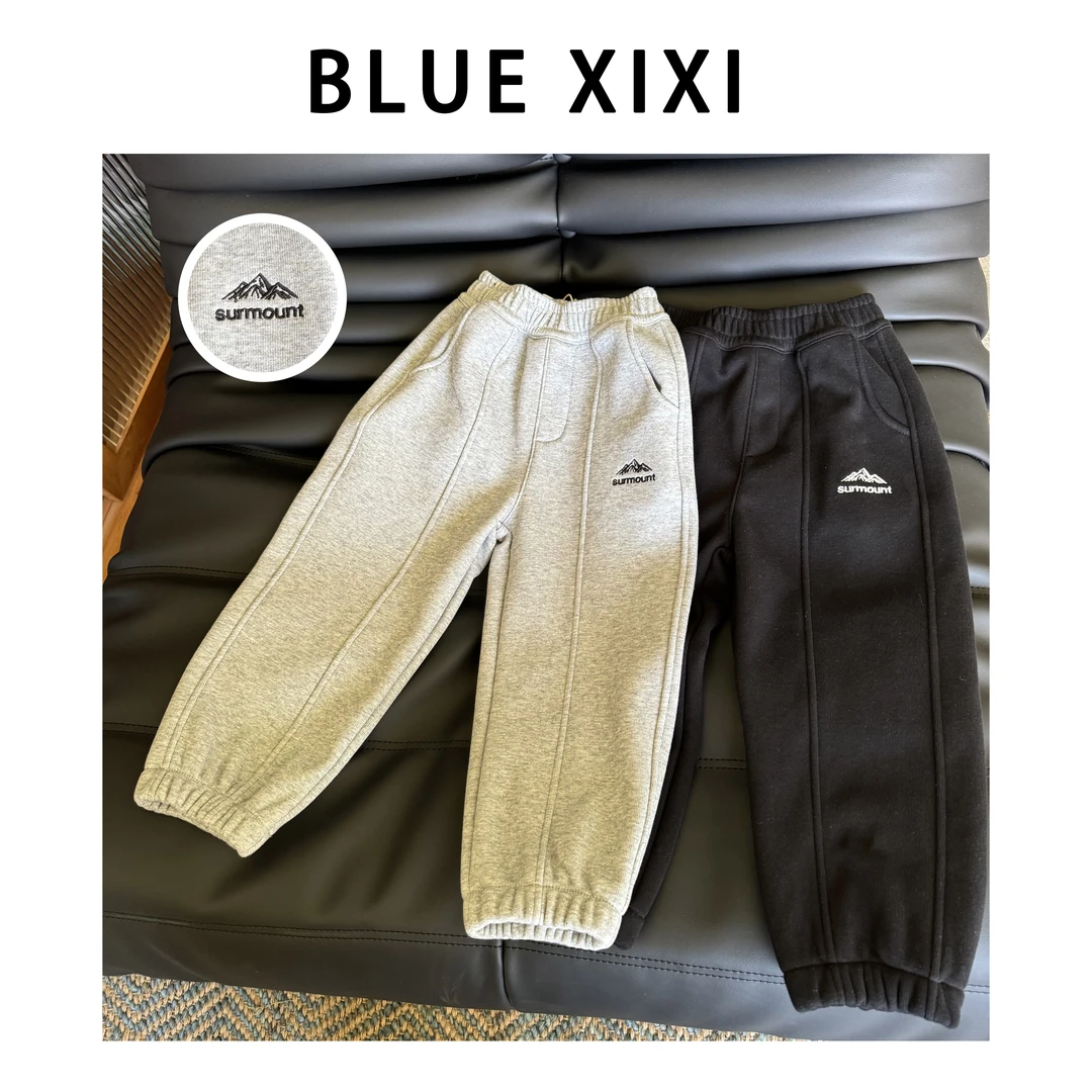 43089【大山字母裤】冬季加绒儿童卫裤休闲保暖经典基础束脚长裤