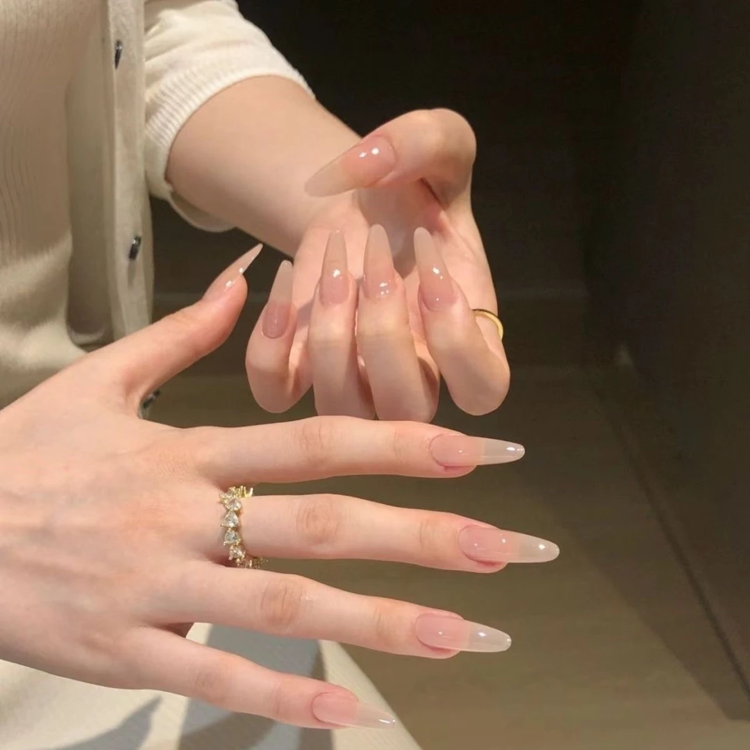 【嬛嬛】手工穿戴甲裸色简约高级华妃巨显白气质百搭透粉美甲穿戴甲