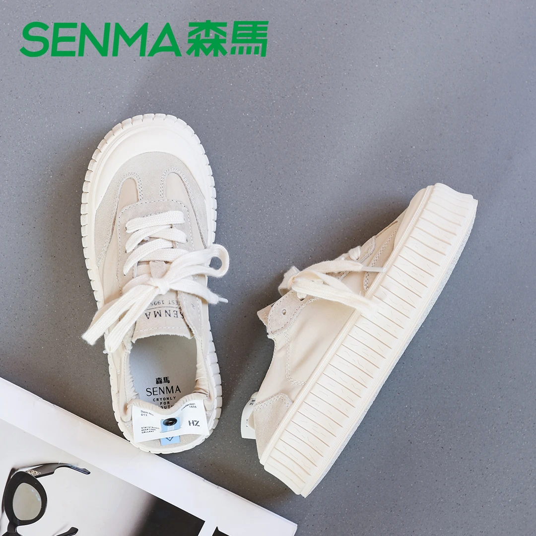 森马拼色休闲女鞋2024秋爆款时尚百搭运动鞋系带软面小白鞋