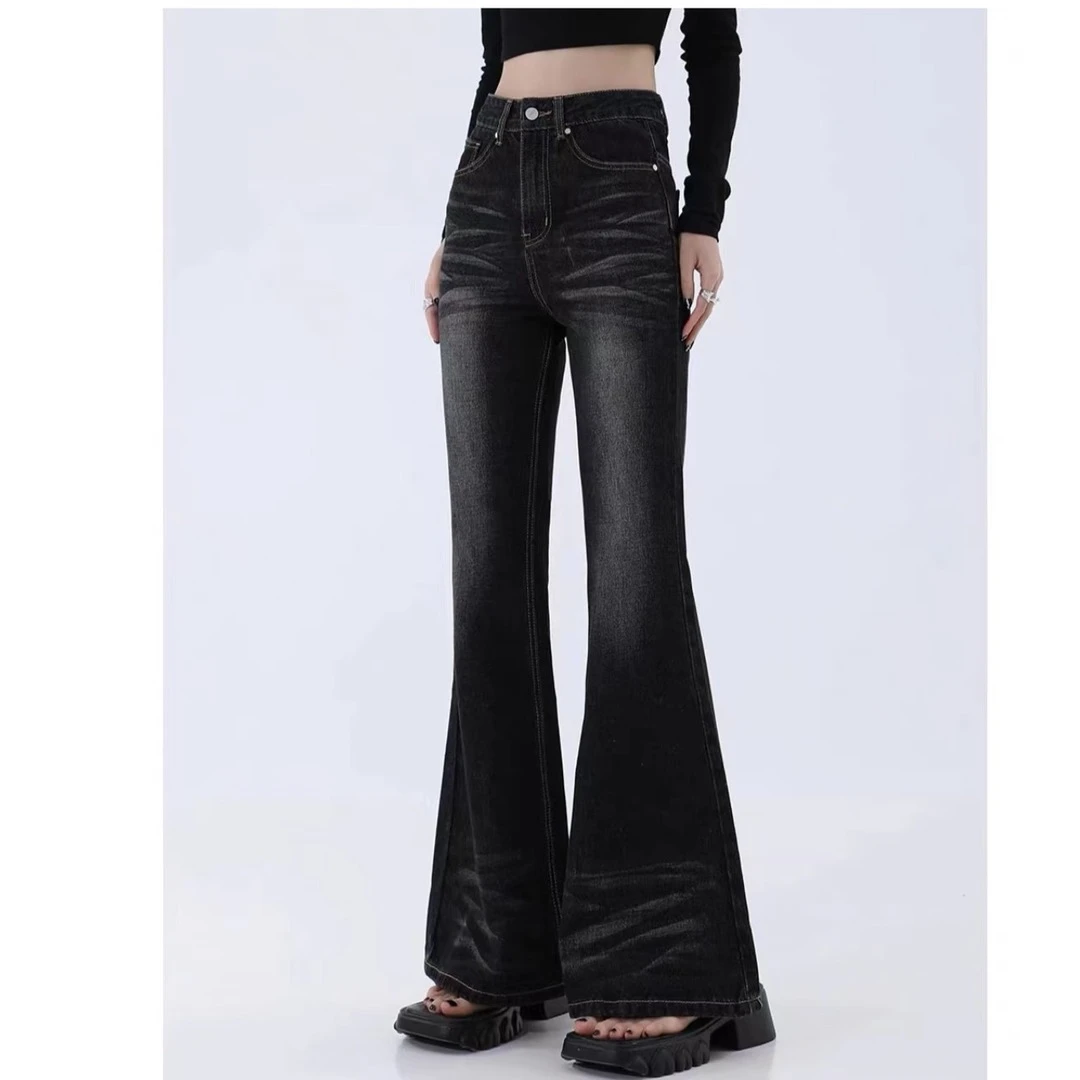 CD.soul【比例公式】微胖大码秋季百搭复古显瘦时尚黑色微喇长裤