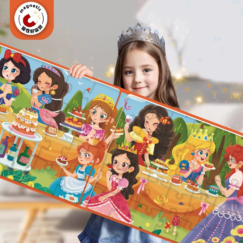 磁性拼图3-6岁宝宝4童话故事六一儿童节益智玩具白雪公主女孩礼物