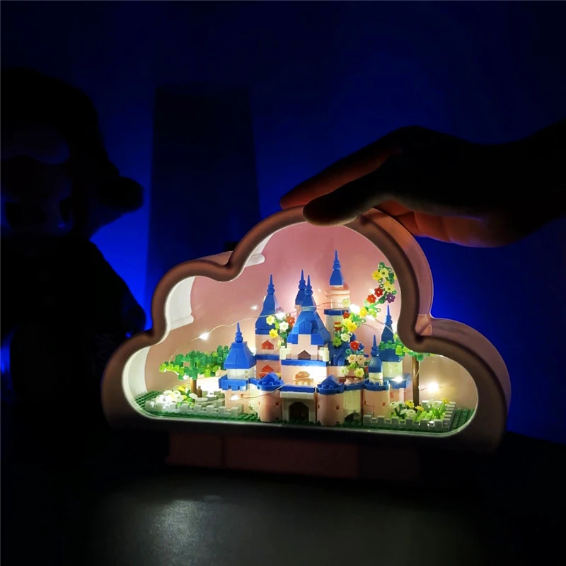 云朵小夜灯积木城堡礼物手工DIY玩具摆件情人节打造送女生小众ins