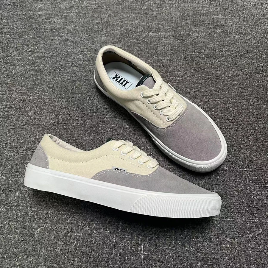 【断码清完】灰白色低帮反绒皮男女板鞋翻毛皮帆布鞋情侣真皮休闲鞋