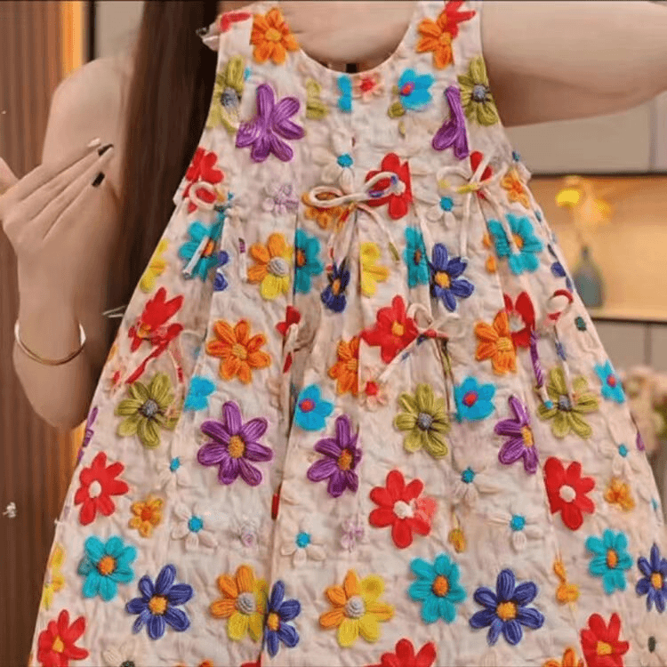 女童碎花连衣裙夏季2024新款儿童度假风沙滩裙子女孩背心公主裙潮