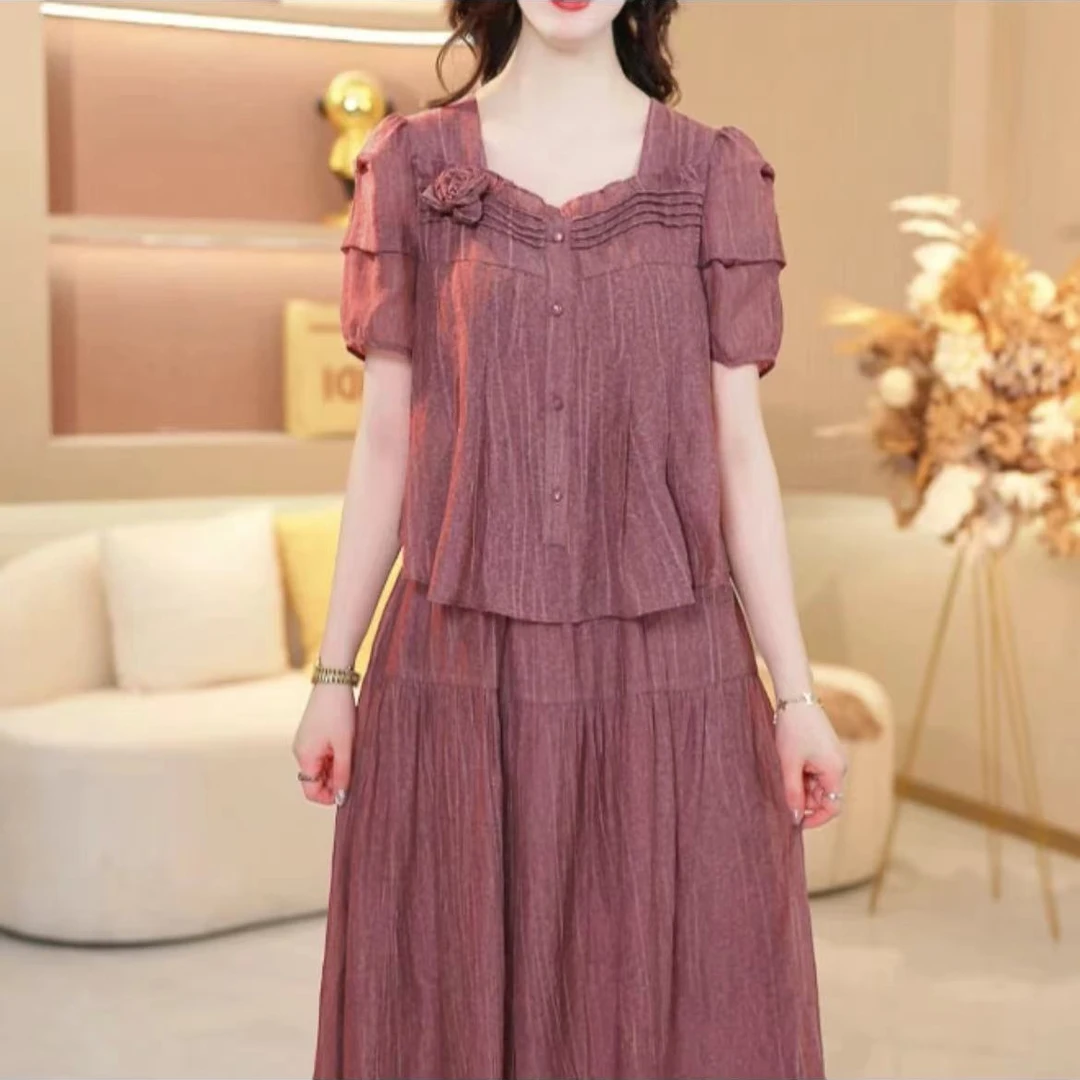 B366女装复古裙子气质洋气时尚休闲夏季法式减龄连衣裙