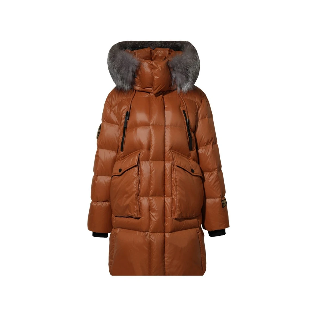 冬季新款女士中长款羽绒服可拆卸毛领外套83682