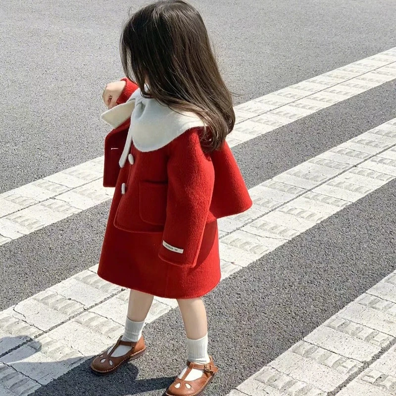 现货壹妈女童套装2025冬季儿童小香风双面呢外套背心裙子两件套