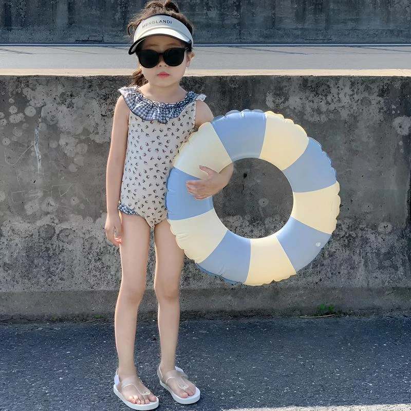 壹妈童装女童时髦连体泳装夏季新款洋气儿童碎花无袖海边速干泳衣