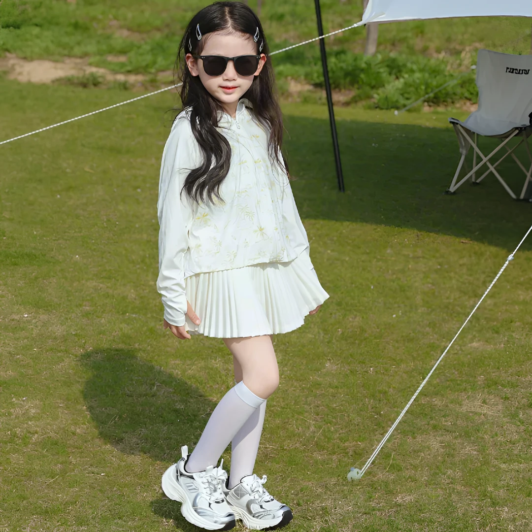 儿童防晒服童装夏季速干冰丝防晒衣女童连帽白色长袖薄外套