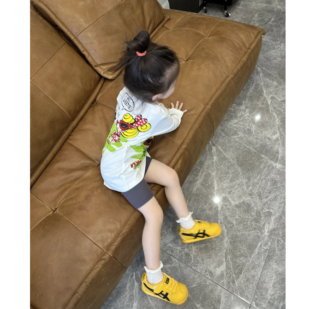 【现货】壹妈童装女童秋冬洋气套装儿童白色卡通印花长袖上衣骑行裤