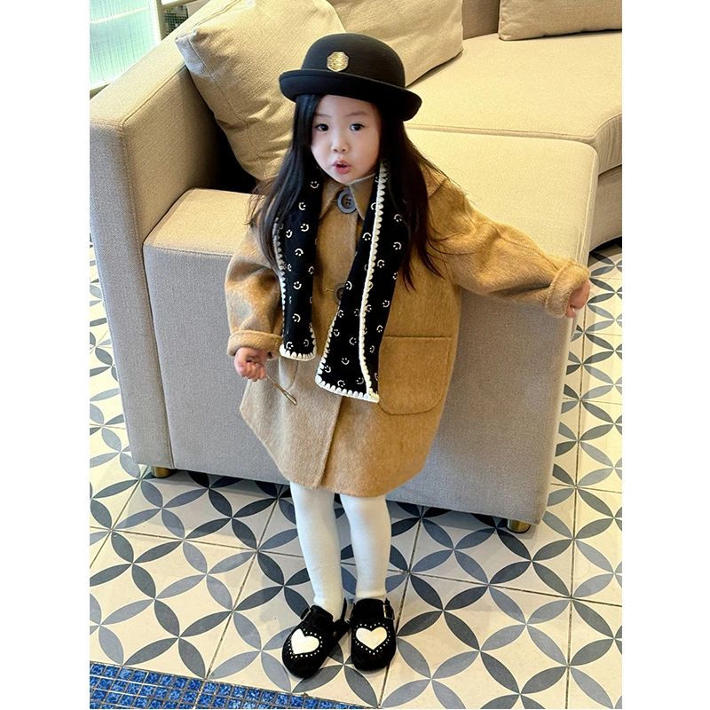 壹妈童装萌娃穿搭女童毛呢大衣秋冬儿童时髦中长款洋气娃娃领外套