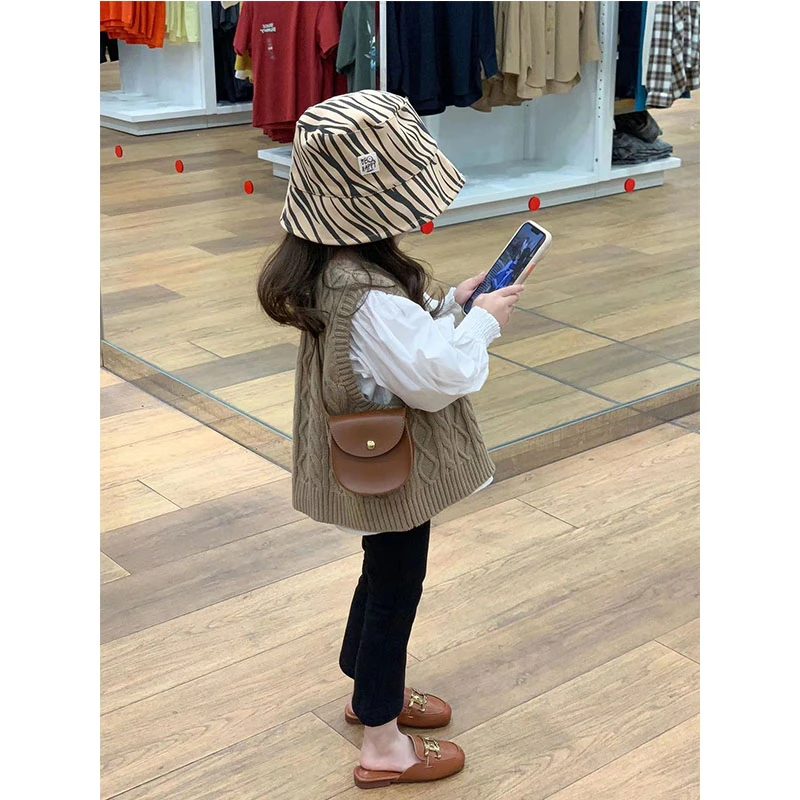 壹妈现货韩版女童马甲套装秋季儿童时髦洋气泡泡袖衬衫马甲喇叭裤