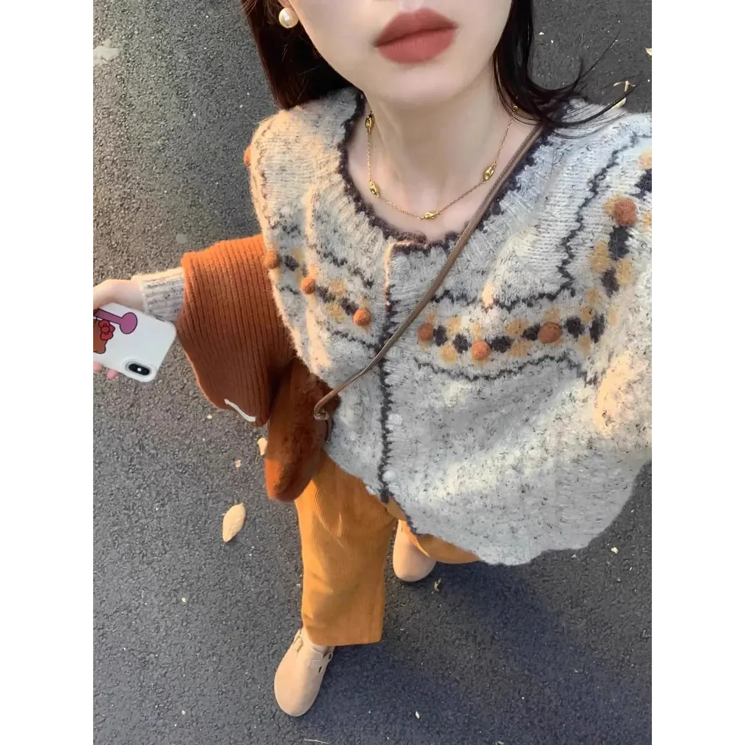 秋装搭配一整套茶系穿搭今年流行漂亮套装小香风开衫阔腿裤两件套