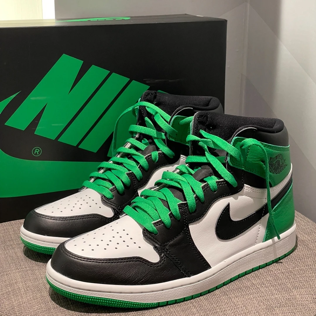 耐克AirJordan1AJ1黑绿脚趾凯尔特人高帮黄绿篮球鞋男女官方正品