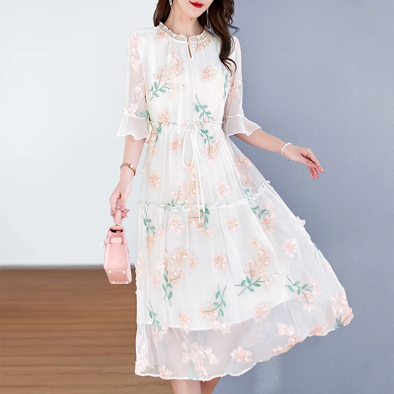 【小硕专属】水墨佳人气质百搭优雅桑蚕丝连衣裙82399565