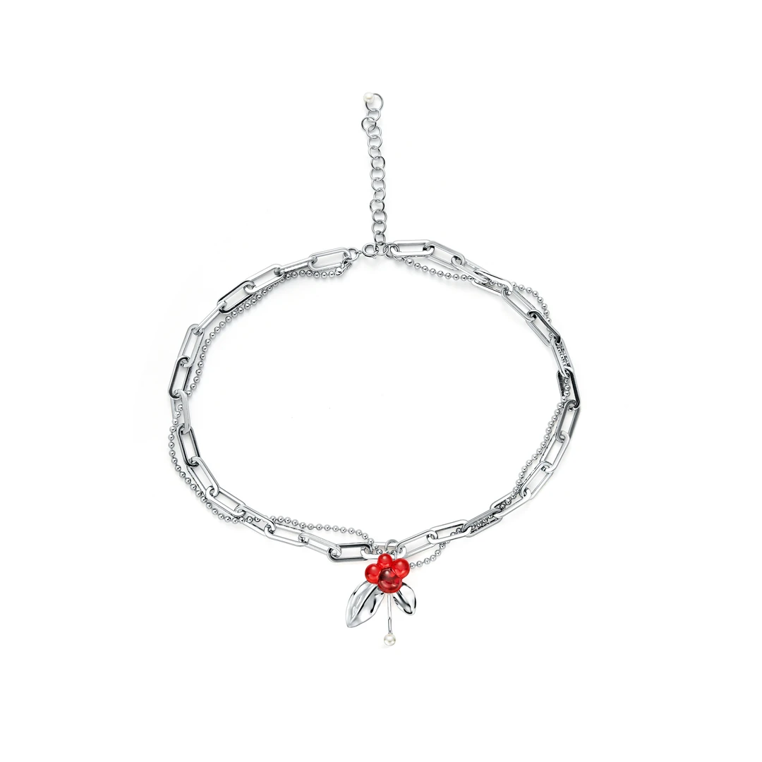 不锈钢树脂项链 咖啡果项链