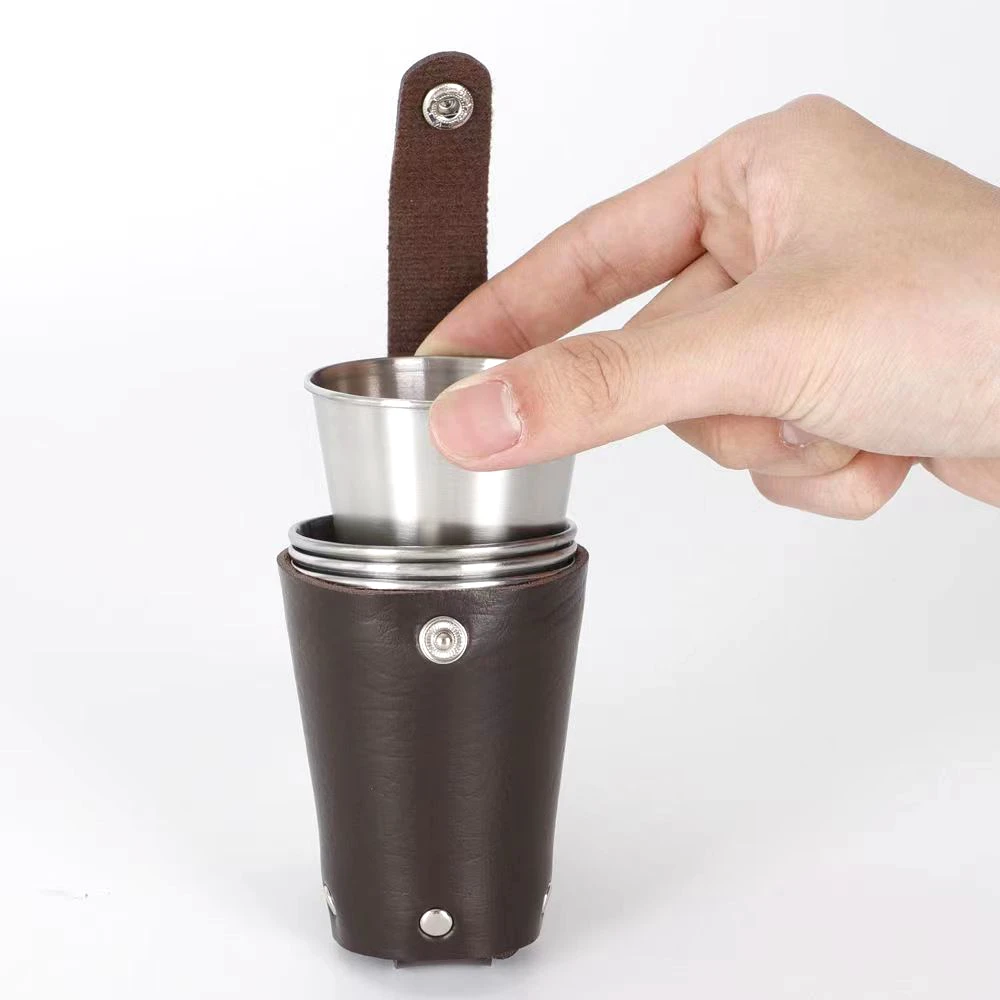 不锈钢小酒杯套装加厚随身露营高档白酒杯户外旅行便携迷你创意杯