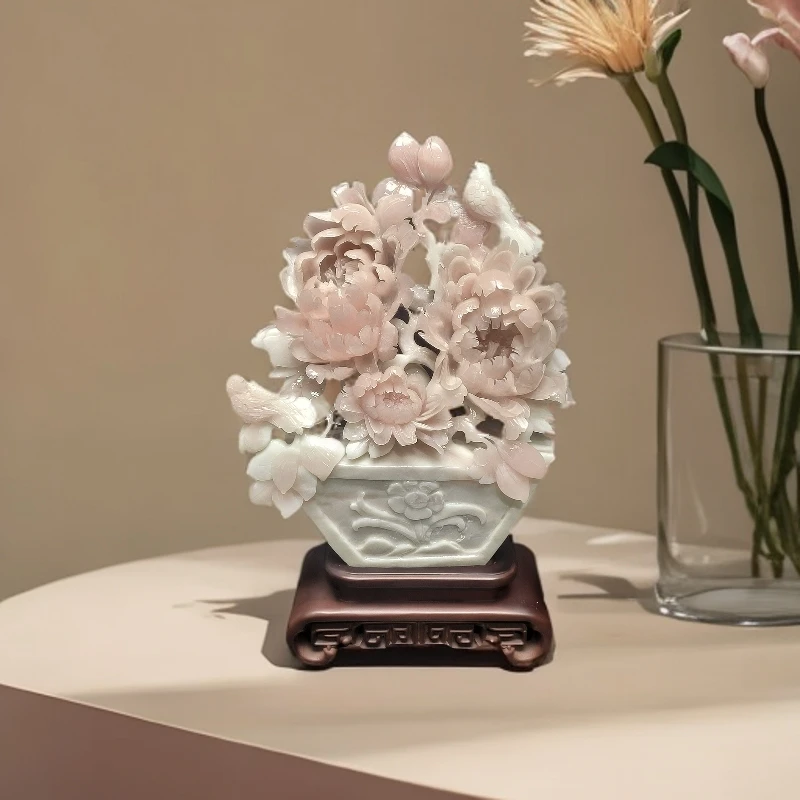 《花开富贵》家居摆件富贵牡丹高山流水创意装饰工艺品