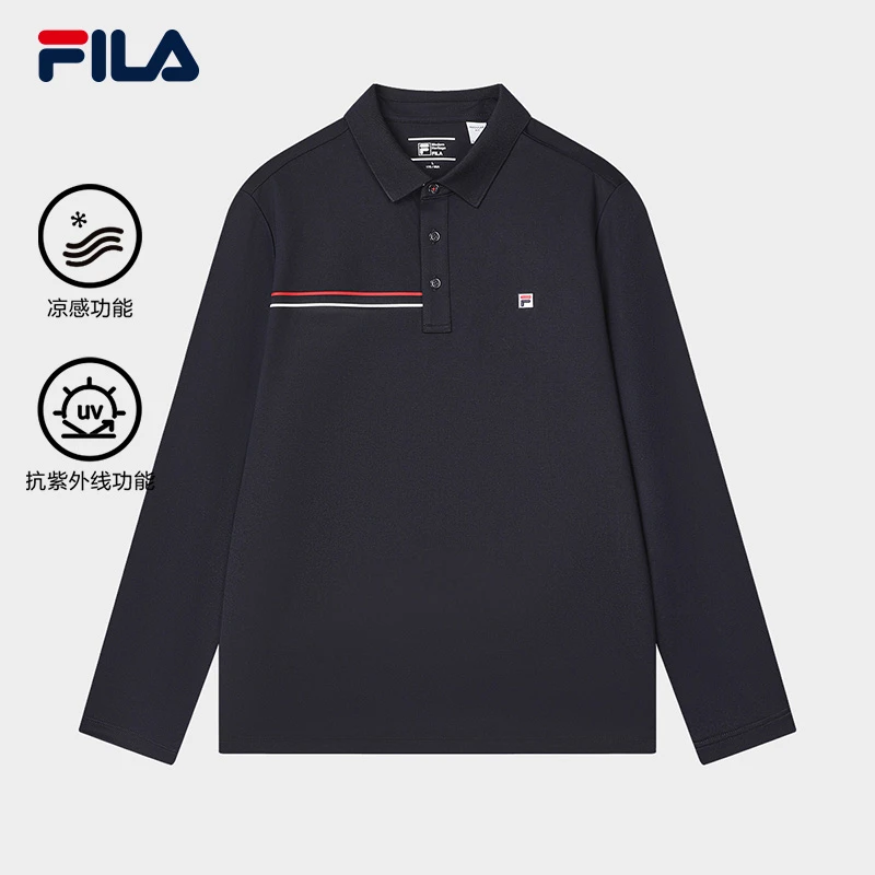 斐乐长袖POLO衫新款男子简约商务休闲运动衣F11M411201F