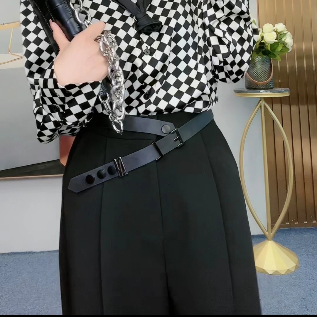 【灵动空间】显瘦春季9分裤新款腰带设计风格时尚显瘦气质阔腿裤