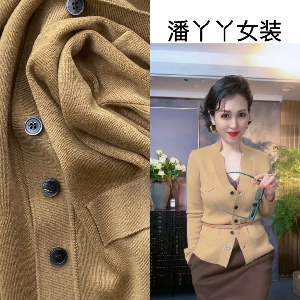 【万人迷】春秋冬新款绵羊毛显瘦西装领时尚轻奢百搭气质长袖毛衣