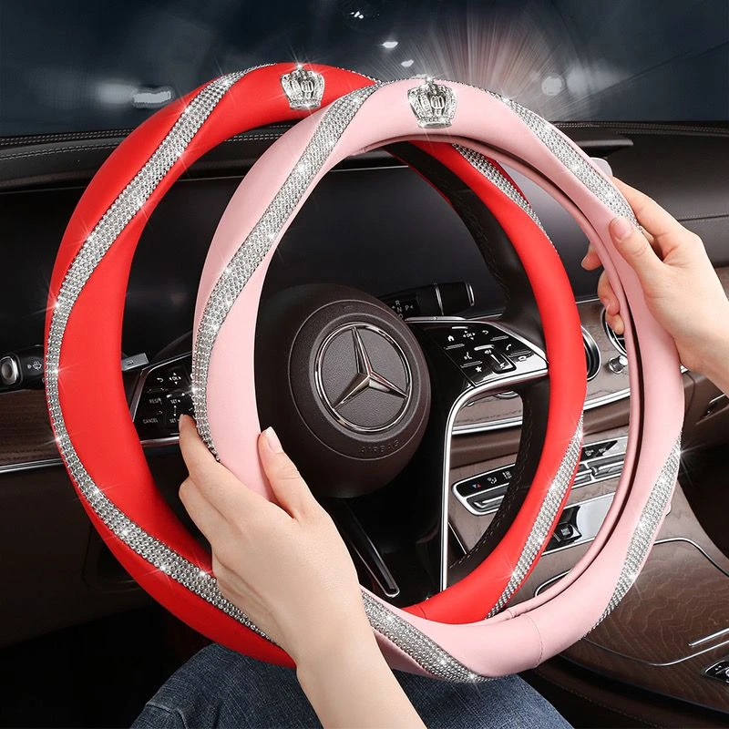网红新款皇冠镶钻汽车方向盘套女韩国可爱防滑夏季通用型四季把套