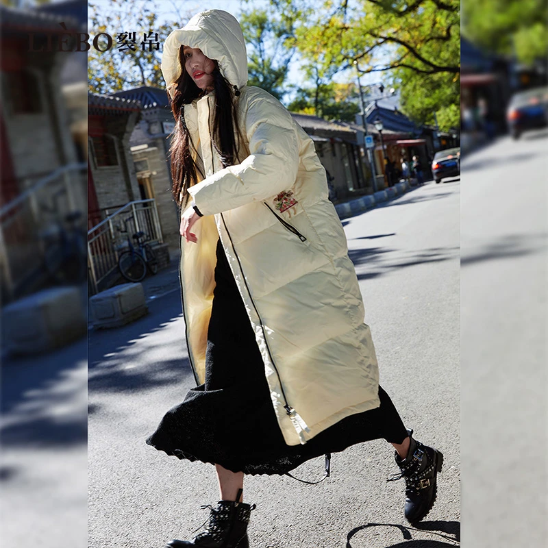 裂帛2024秋新款商场同款冬季羽绒服女款白鸭绒服冬长款51EO0361
