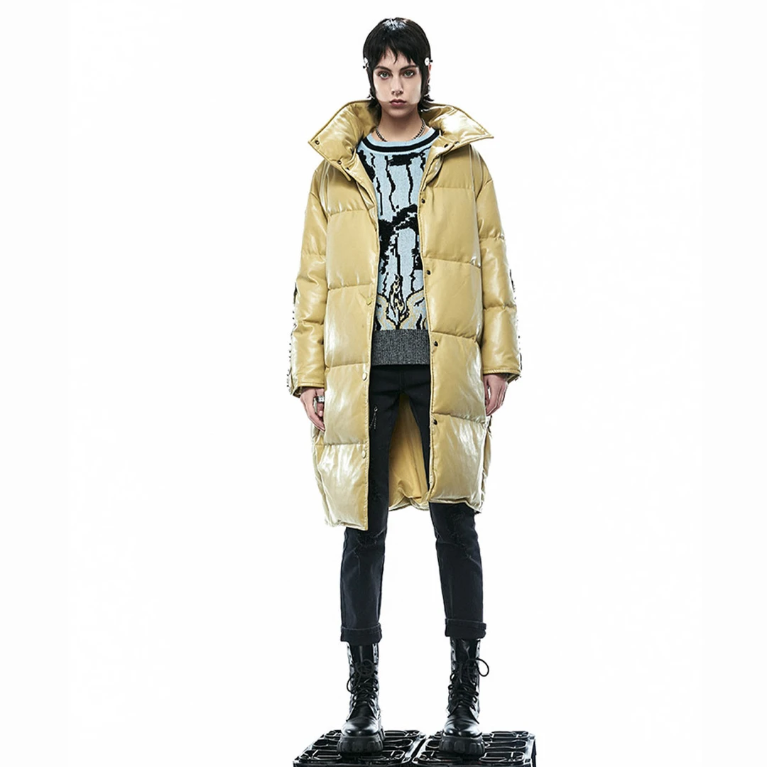 M-裂帛LIEBOFeng【腔调穿搭】亮面长款白鸭绒防寒羽绒服7321474004