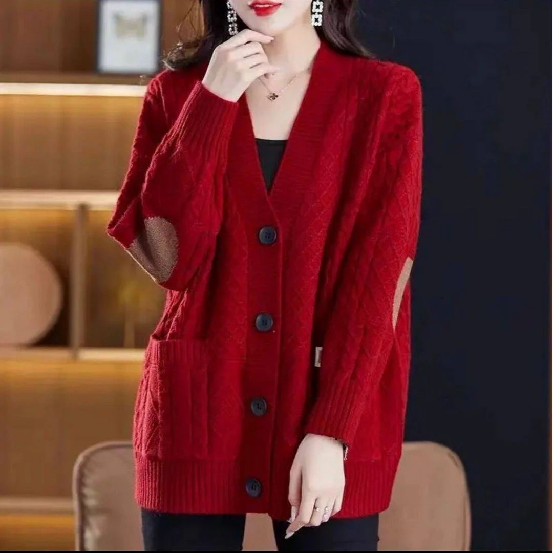 韩版外套加厚大码秋冬新款宽松针织毛衣开衫时尚外穿百搭上衣洋气