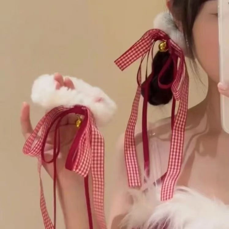 圣诞甜美叮叮毛发圈甜妹必备少女氛围铃铛蝴蝶结新年头饰发绳发饰