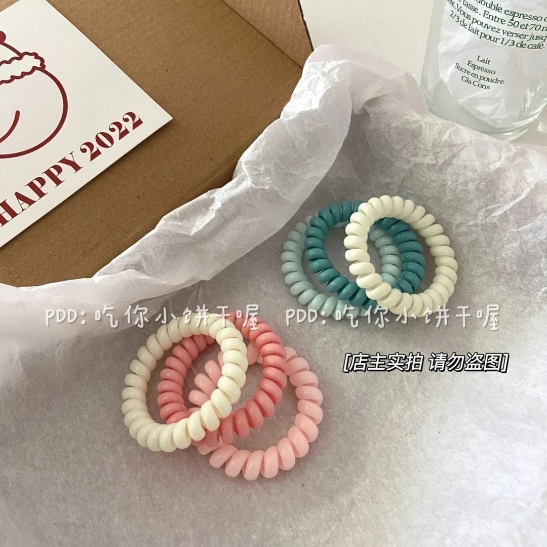 草莓奶昔~甜妹基础发绳奶油系电话线日韩少女皮筋ins风高弹力头绳