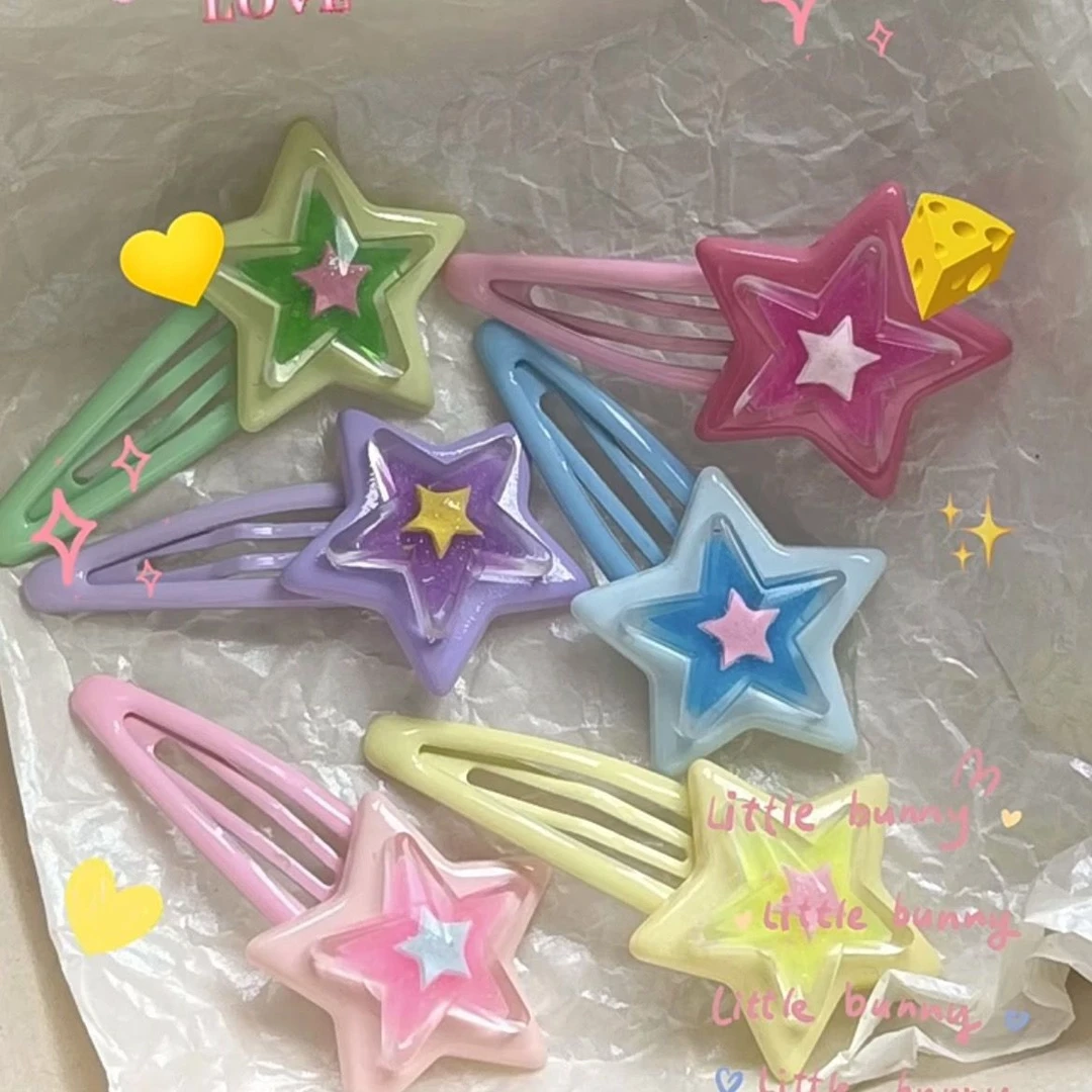 ins甜酷多巴胺星星bb夹ins甜妹y2k五角星侧边发卡百搭可爱头饰女