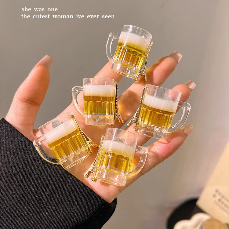 搞笑搞怪仿真大扎啤酒杯发夹个性奇葩刘海碎发夹发卡子2024新款夏