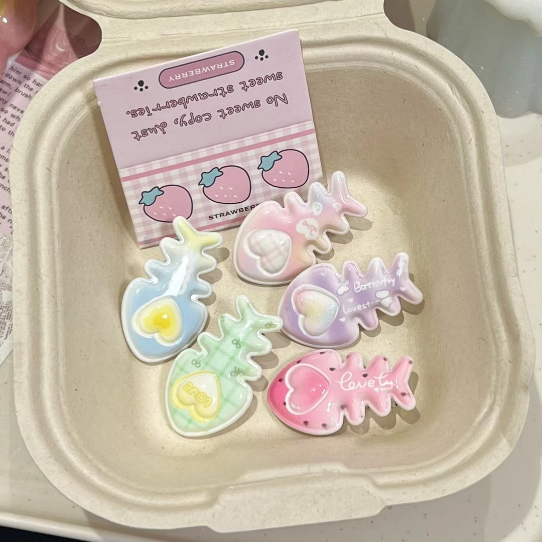 ins风渐变可爱鱼刺发夹少女心刘海侧边发卡百搭甜美小清新发卡