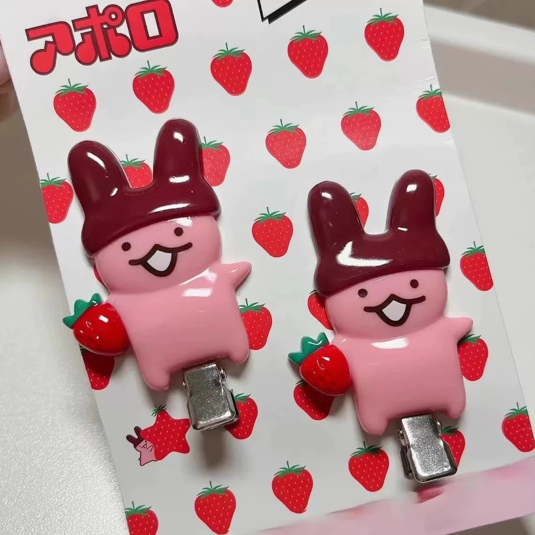 明治草莓巧克力阿波罗兔子发夹刘海夹少女百搭可爱碎发卡通夹