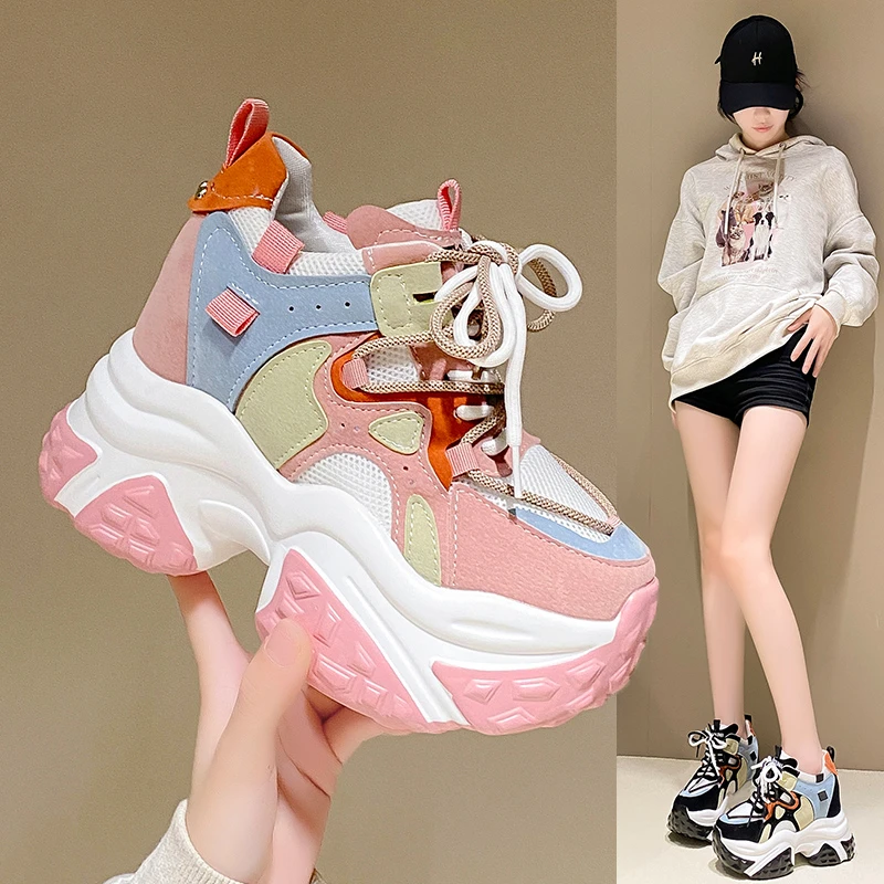 网红小个子老爹鞋女超火2025新款爆春季休闲厚底内增高女鞋ins潮