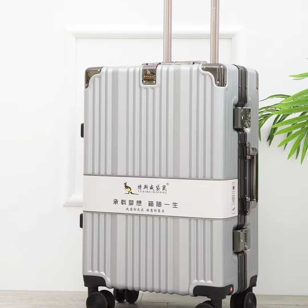袋鼠寸行李箱出国搬家铝框经典三锁密码箱皮箱可骑结实耐用