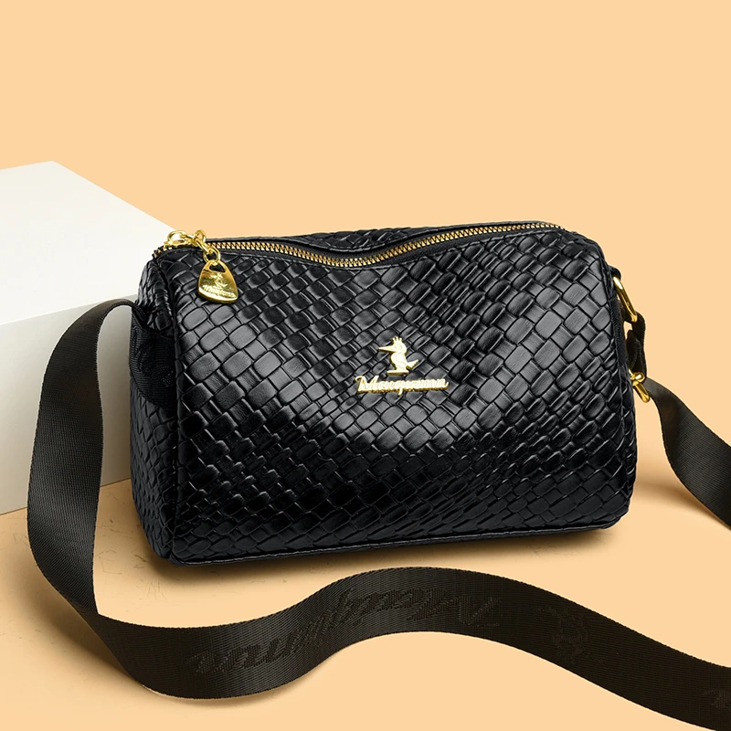 2024秋冬新款枕头包女时尚百搭单肩斜挎包女士软皮女包8121黑色