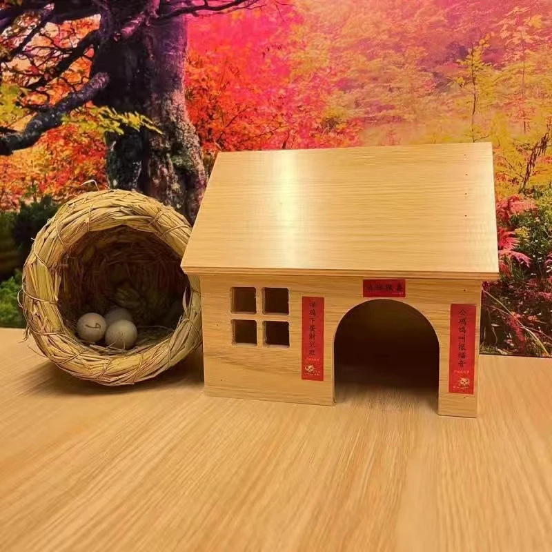 y芦丁鸡造景小木屋草窝食台食桌躲藏屋造景小房子小别墅