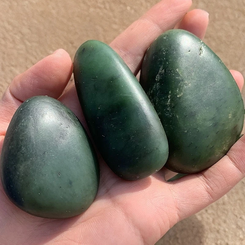 新疆和田玉碧玉手把件男女款碧玉菠菜绿玉石手把件多样性拍一发一