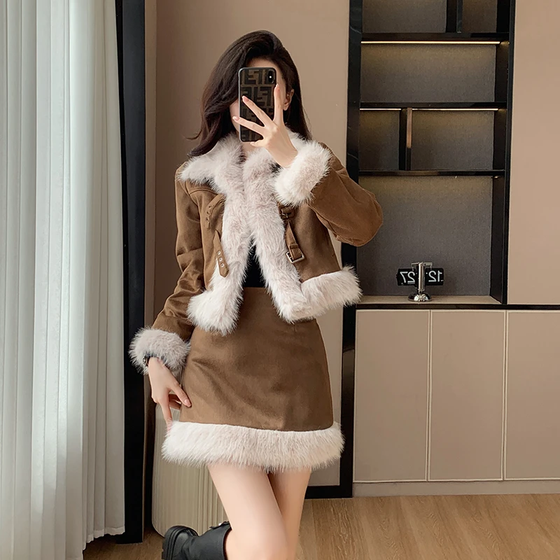 美拉德富家千金气质显瘦外套半身裙女百搭2024新款时尚开春套装