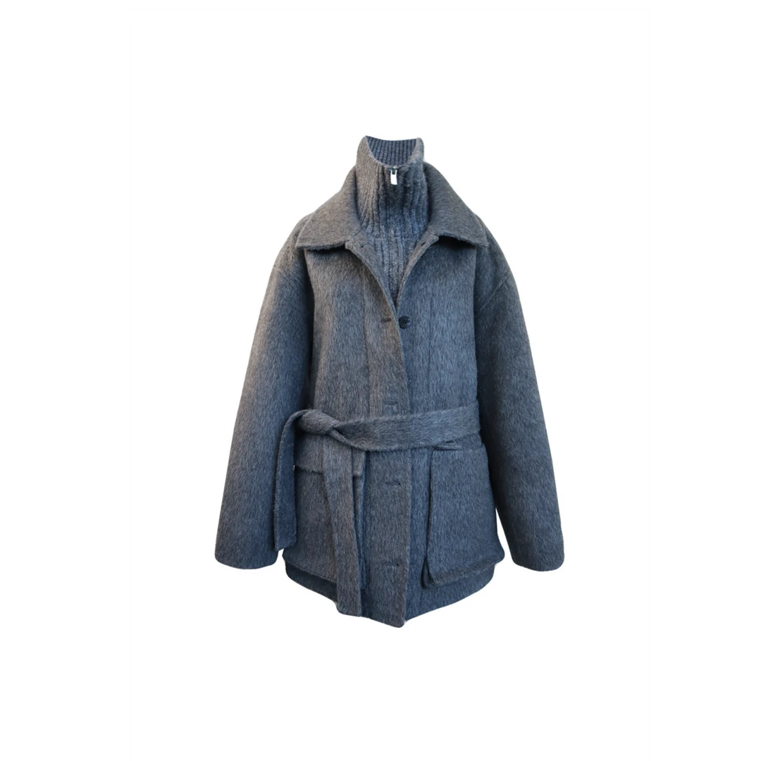 CHELCHEL 1006针织领双面呢外套80%羊毛10%驼绒10%蚕丝