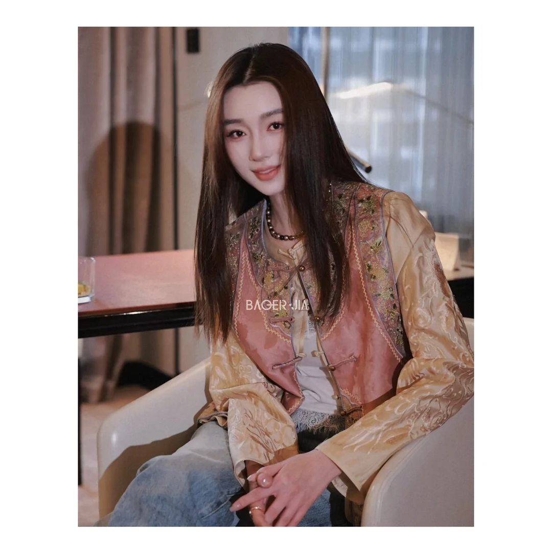 国潮-【感谢有你】宝儿家含幂BJ62424412两面穿暗纹蝴蝶如意马甲