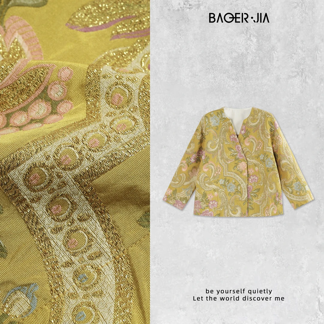 国潮-宝儿家含幂BA77024308早秋穿搭新款定制羊毛提花重工上衣