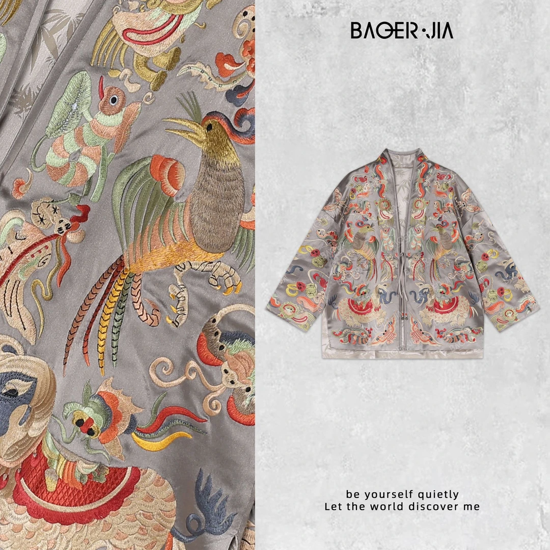 19-【传承/百鸟齐鸣】宝儿家含幂BA77724308早秋款孔雀银麒麟外套