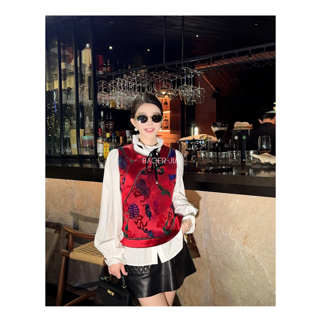 国潮-【非遗漳绒】宝儿家含幂BJ62324412国风七彩葫芦桑蚕丝马甲