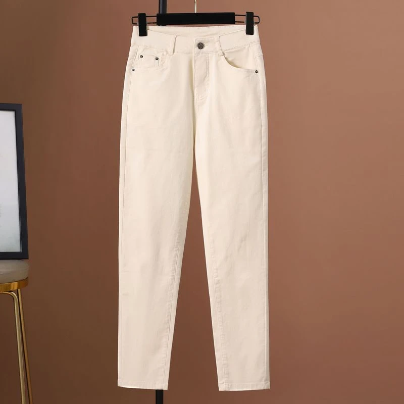 老爹哈伦牛仔裤女秋冬季加绒加厚高腰直筒宽松显瘦大码外穿萝卜裤